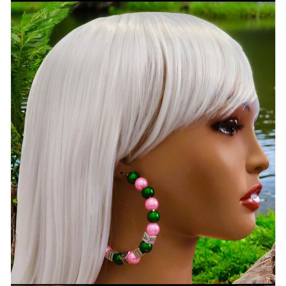 AKA Alpha Kappa Alpha Earrings Hoop - Picture 7 of 10